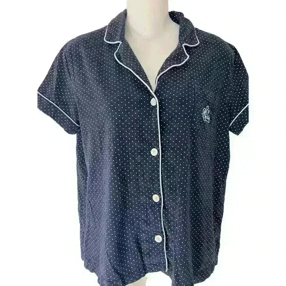 LAUREN RALPH LAUREN Womens Printed Pajama Top Only,1-Piece Size:Medium, Blue Dot - Picture 3 of 9